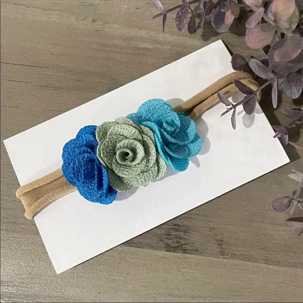 3/$20 🔷 Blue Floral Baby Girls Bow Headbands